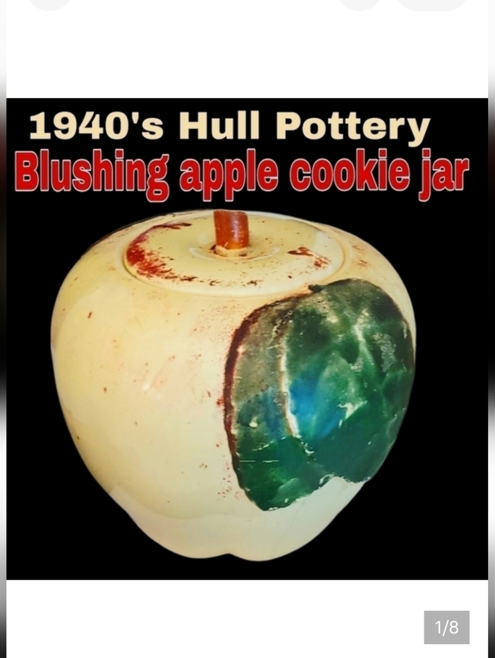 1940's Hull Pottery Blushing apple shaped cookie jar/ canister